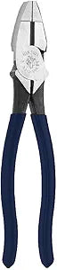 Klein Tools D213-8NE Pliers, 8-Inch Side Cutters, High Leverage Lineman's Pliers Cut Copper, Aluminum and other Soft Metals