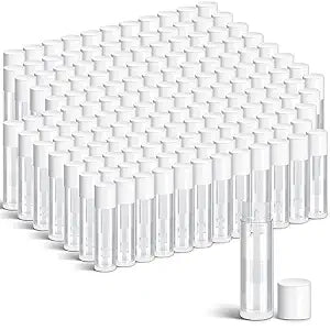 Nuanchu 200 Pcs Empty Lip Balm Tubes with Caps for DIY, White, Clear