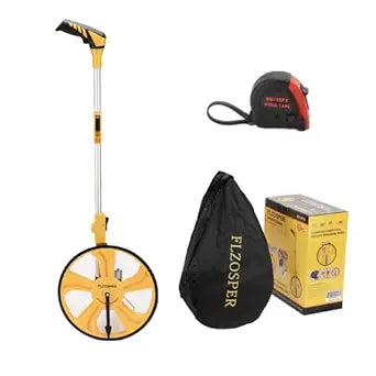 FLZOSPER Measuring Wheel Portable Three Fold 13-Inch Measures Up to 99,999.9 Feet Perfect Surveying Tool for Distance Measurment (Yellow)