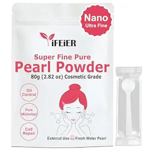 iFEiER 100% Pure Freshwater Pearl Powder Cosmetics Grade. 80g(2.82oz) Nano Grade Pearl Powder for Homemade Skincare, DIY lotions | creams | serums | making face mask, Natural and Oranic