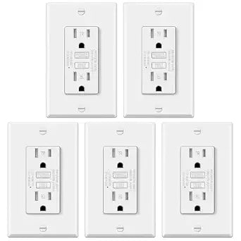ELECTECK 5 Pack GFCI Outlets 15 Amp, TR GFI, ETL Listed, White