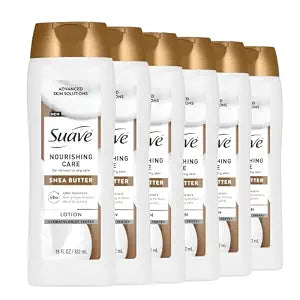 suave+ Nourishing Care Hand & Body Lotion with Shea Butter for Women, Deep Moisture for Dry Skin, Fast Absorbing, Allergen Free Moisturizing Cream, 18FL OZ, 6 Pack