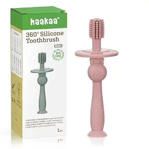 haakaa 360�� Baby Toothbrush with Suction Base - Blush