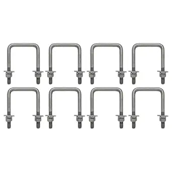 A.A Square U Bolt with Hardware for Boat Trailer, Galvanized Steel, 1/2" Diameter x 3-1/16" x 4-5/16" for 3x3 Beam (8 Pack)