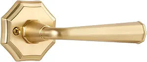 2 Pack Brushed Gold Passage Door Handles Satin Brass Interior Closet Hallway Interior Vintage Door Levers
