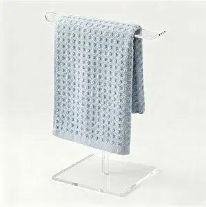 Acrylic Countertop Towel Holder Stand - T-Shape Modern Hand Towel Stand for Bathroom & Kitchen, Countertop Towel Holder with Easy Screw Assembly, Space-Saving Bathroom Decor for Counters (M-1T-Shape)