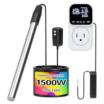 Immersion Water Heater, 1500W Portable Hot Bathtub Heater with GFCI& Thermostat, Digital Temp Control, Fast Heating Stainless Steel Submersible Pools Water Heater for Spa,Bathtubs, Buckets,Outdoor