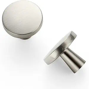 JOY DECOR 25 Pack Kitchen Cabinet Knobs Solid Drawer Knobs Dresser Knobs 1-1/4 Inch Drawer Pulls Brushed Nickel Cabinet Hardware for Dresser Drawers Round Cabinet Door Knobs Simple Drawer Handles