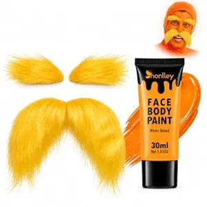 Lorax Costume Women Makeup Kit, Orange Face Paint, Mustache Eyebrow