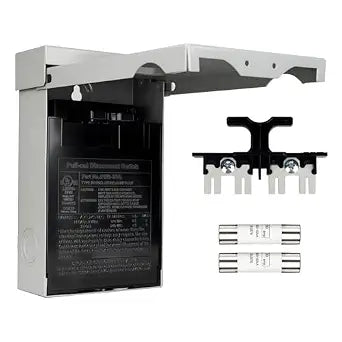 30 Amp Disconnect Box with Fuses,Outdoor Waterproof Metal Enclosure with Pull-Out Switch,UL Listed, AC Disconnect for Mini Split,Air Conditioning  Home HVAC (Fuse Included)