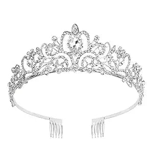 CAVETEE Tiaras and Crowns for Women Silver Tiaras Crowns Bridal Wedding Prom Birthday Party Headbands for Women Crystal Rhinestones Tiara with Comb for Girls Princess Crowns