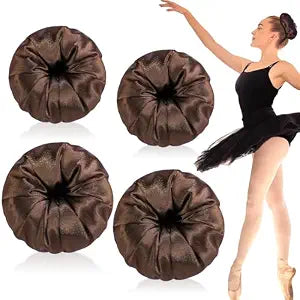 4 Pcs Satin Hair Bun Donut,Brown,Small,Medium