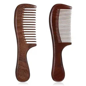 2 Pcs Sandalwood Comb Set Wide and Fine Tooth Comb Wooden Detangling Anti-static Natural Wood Combs Green Handmade Sandalwood Combs for Women Men Straight Curly Dry Wet Hair