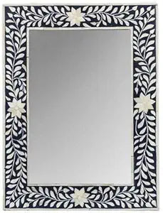 Hansa Handmade Bone Inlay Mirror for Wall - Decorative for Bedroom- Rectangle Mirror with Frame- (20' Lx15'B)
