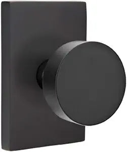 Privacy Set, Modern Rectangle Rosette, Modern Round Knob, Flat Black
