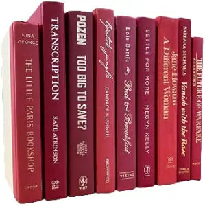 Decorative Accent for Home Decor  Real Books by Color Interior Styling Piece for Bookshelf, Coffee Table, Design Display (Set of 7, Red)