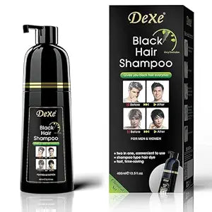 Vedora Instant Black Hair Shampoo 400ml - Semi-Permanent DeXe black Hair Dye shampoo for Natural Hair, Lasts 30 Days, Fast Acting Formula for Men & Women