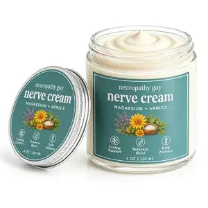 Nerve Cream, Magnesium Arnica Cooling Comfort Cream, Botanical Blend with Aloe Vera & Vitamin E, Fast Absorbing Daily Body Care for Hands & Feet, 120ml