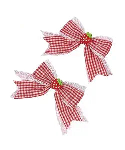 Christmas Strawberry Bow Clips New Year Strawberry Bowknot Red Christmas Fruit Hair Bow Clips BHC50 (Set-I)