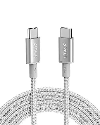 Anker USB C to USB C Cable, 100W Fast Charging Cable(1-Pack, 10 ft, Silver)