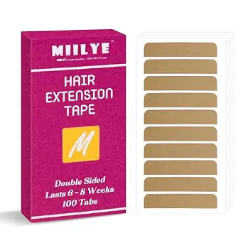 MIILYE Hair Extension Tape 100 Tabs-Double Sided Adhesive Replacement Tape