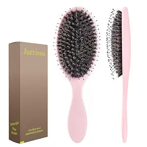 Boar Bristles Hair Brush for Women and Men, Detangling Hair Brush for Smoothing Massage Add Shine, Nylon&Boar Bristles Detangler brush for Hair Healthy (1 Pack-Pink)