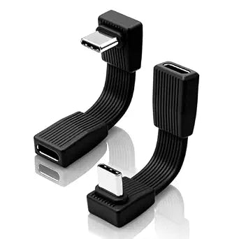 Duttek Short USB C 90 Degree Cable 2inch/5cm, 80Gbps/240W PD/8K@60Hz, 90 Degree USB C Male to Female Extension Cord for iPhone 17 16 15 Pro Max, iPad, Thunderbolt 4/3, SSD. Black-2Pack