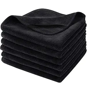 Microfiber Facial Cloths Fast Drying Washcloth 12inch x 12inch Black 6 pack