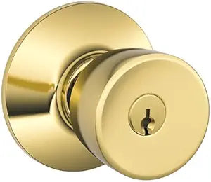 Schlage Bell Entry Knob, Bright Brass #F51VBEL505/605