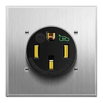 TG 50A NEMA 14-50R EV Charging Receptacle, 125/250V, with Wall Plate