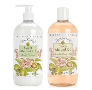 Crabtree & Evelyn Sweet Almond Oil Bath and Shower Gel & Body Lotion (16.9 fl oz each)