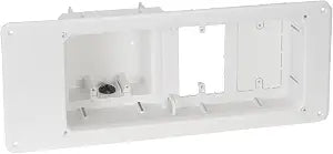 Arlington TVB613-1 Recessed TV Outlet Box with Paintable Trim Plate, White, 4-Gang