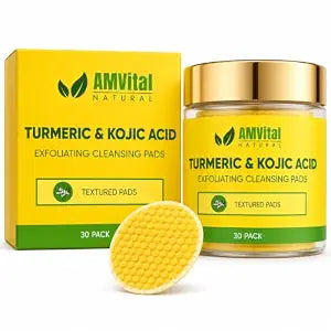 AMVital Turmeric Kojic Acid Cleansing Pads, Pre-Soaked Face Pads