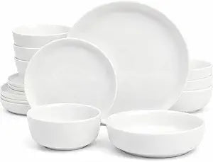 Gibson Home Oslo Dinnerware Set for 4, 16-Piece White Porcelain Plates and Bowls  Ceramic Dish Set | Microwave & Dishwasher Safe