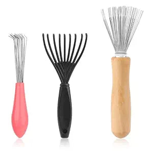 Comb and Brush Cleaner Tool Set - 3 Pieces with Rake Design for Home and Salon Use