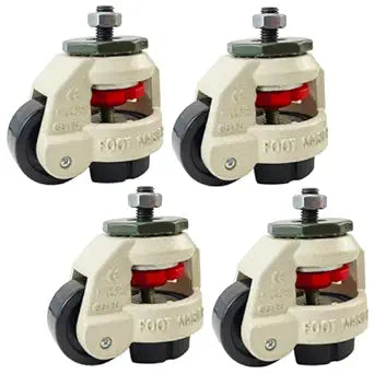 4 PCS 2 Inch(50mm) Leveling Machine Stem Casters Retractable Rubber Leveling Foot for Workbench, Machines, and Equipment Total Capacity 2200 Lbs