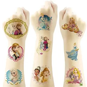 40 Sheets Princess Temporary Tattoos Birthday Themed Party Supplies Favors Cartoon Non Repetitive Sticker for Kids Girls Home Activity Class Prizes Christmas Rewards
