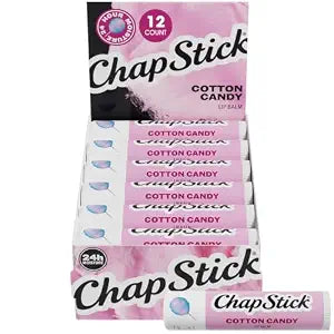 ChapStick Lip Moisturizer, Cotton Candy, 12-Pack – Bulk Lip Balm, Fun & Yummy, 0.15 Oz Ea
