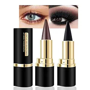 BINGBRUSH 2 Pack Gel Eyeliner Pencil, Waterproof Smudge Proof Creamy Eye Liner for Waterline & Cat Eye, Multi-Use Eyeshadow Stick, Gothic Costume Makeup Kit, Long Lasting