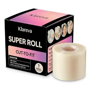[Klareva] Hydrocolloid Face Tape Roll (16ft), Cut-to-Fit Clear Spot Cover, Cosmetic Patch Roll for Blemishes + Appearance of Fine Lines