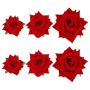 Wecoe 6pcs Red Rose Hair Clips Flower Hairpin Brooch Mexican Hair Flowers