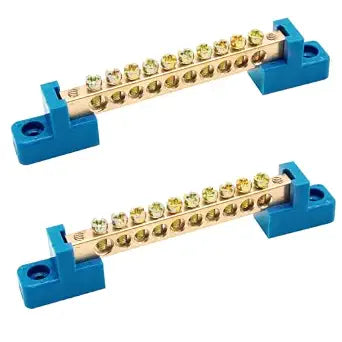 Grounding Bus Bar 10 Positions Brass Wire Screw Terminal Block