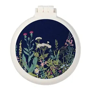 Mini hairbrush, pocket hairbrush with mirror, portable for purse/pocket, travel size (Black flowers and plants)