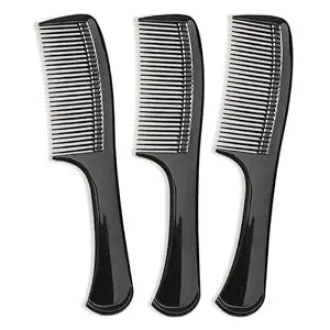 3PCS Wide-Tooth Comb Set, Detangling & Styling Comb, with Ergonomic Grip for Medium & Thick Hair, Salon-Style, for Men & Women(Black)