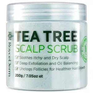 Roycederm Tea Tree Scalp Scrub – Pre-Shampoo Exfoliating Treatment for Dry, Flaky Scalp – Deep Cleansing, Refreshing & Balancing Formula for Healthy-Looking Hair