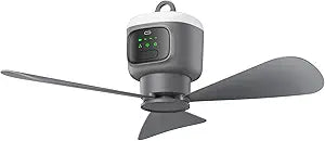 xeamun 18 Inch Canopy Fan,12000mAh Portable Outdoor Ceiling Fan with Light with Remote Control and Hanging Hook, Easy Operation Battery Powered Fan Light for Gazebo, Tent, Patio, Camping