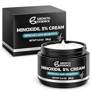 Minoxidil 5% Cream with Biotin, Caffeine & Hyaluronic Acid – Topical Cream Format for Hairline & Beard – Fragrance Free – 3.4 oz