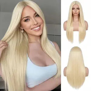 Women Blonde Wig Long Silky Straight Wigs Synthetic Wig for Fashion Women Heat Resistant Natural Looking Hair Wig for Halloween