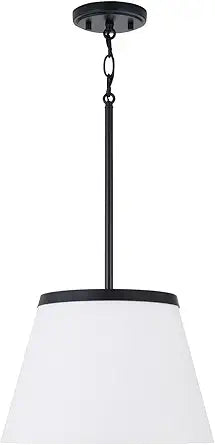 HomePlace by Capital Lighting 361011MB Drake Transitional Soft White Glass Pendant Lighting, 1-Light 100 Watt, 9" H x 13" W, Matte Black