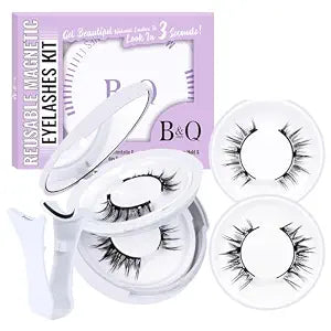 B&Qaugen Magnetic Lashes with Applicator, No Glue Natural Look, 2 Pairs